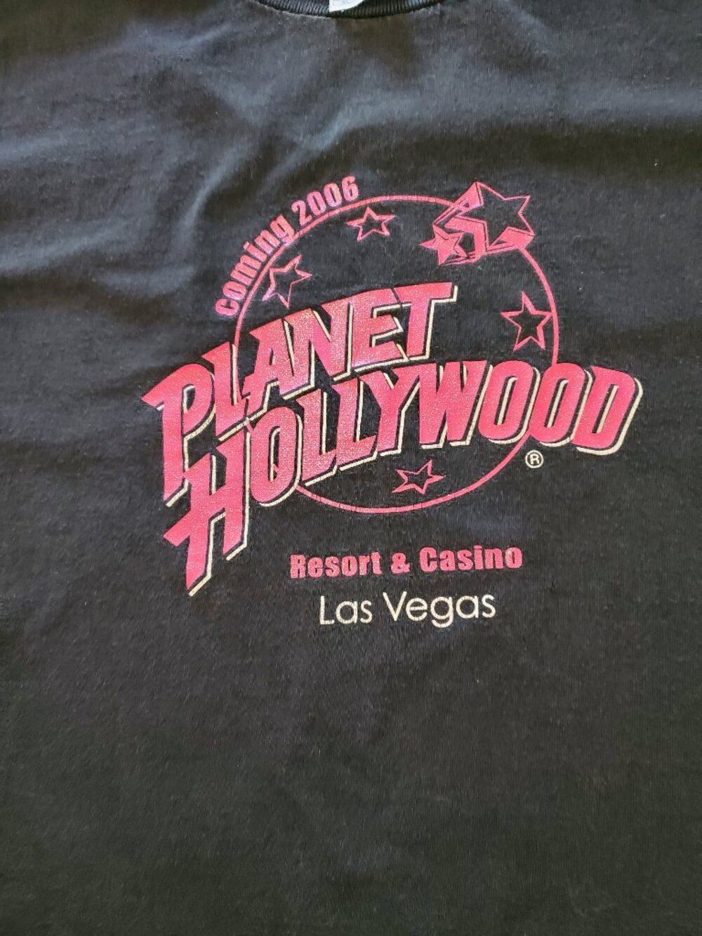 Planet Hollywood Las Vegas T-Shirt size XL Glitter Logo Coming 2006 Promo Vintag